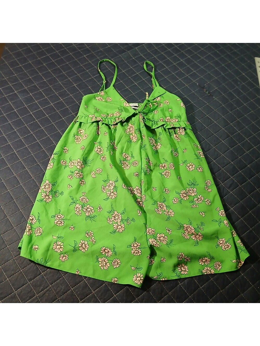 Urban Outfitters Floral Green Smocked Mini Dress XS